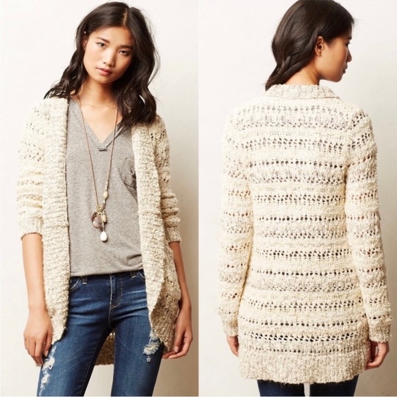 Anthropologie Sweaters - 🪷Anthropologie🪷Knitted & Knotted Cardigan Open Knit Wool Mohair Blend, Medium